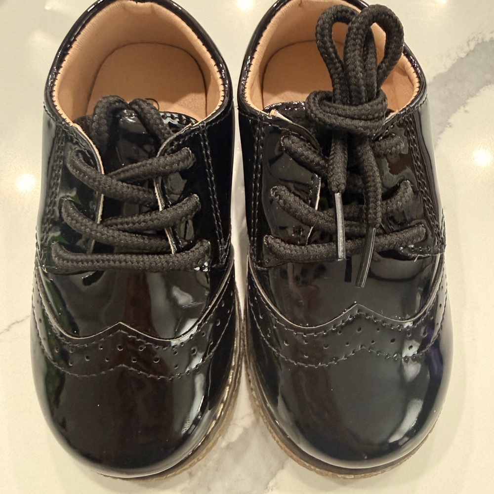 Shiny Black Kids Dress Shoes